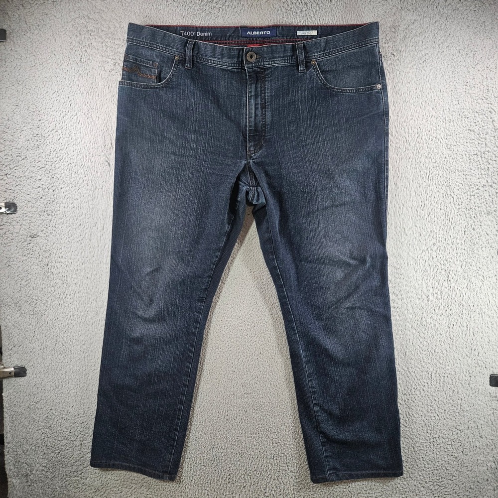 Alberto Stone T400 Denim Jeans Mens 42x30‎ Modern Fit Dark Wash Blue